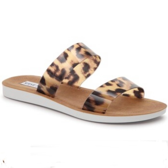 Steve Madden Shoes - NEW-Steve Madden-LAM Slip On Sandals-Clear Leopard Straps- Sz 8.5